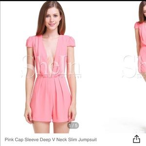 Coral Cap Sleeve Short Sleeve Romper